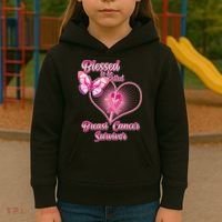 Blessed To Be Called Breast Cancer Survivor Pink Ribbon Cross Kids Hoodie thumb 3