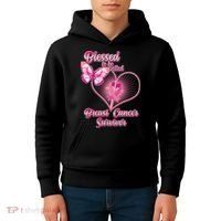 Blessed To Be Called Breast Cancer Survivor Pink Ribbon Cross Kids Hoodie thumb 4