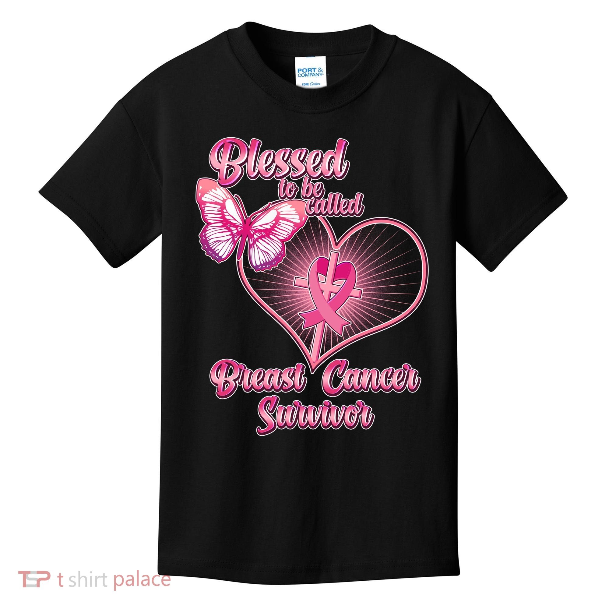 Blessed To Be Called Breast Cancer Survivor Pink Ribbon Cross Kids T-Shirt