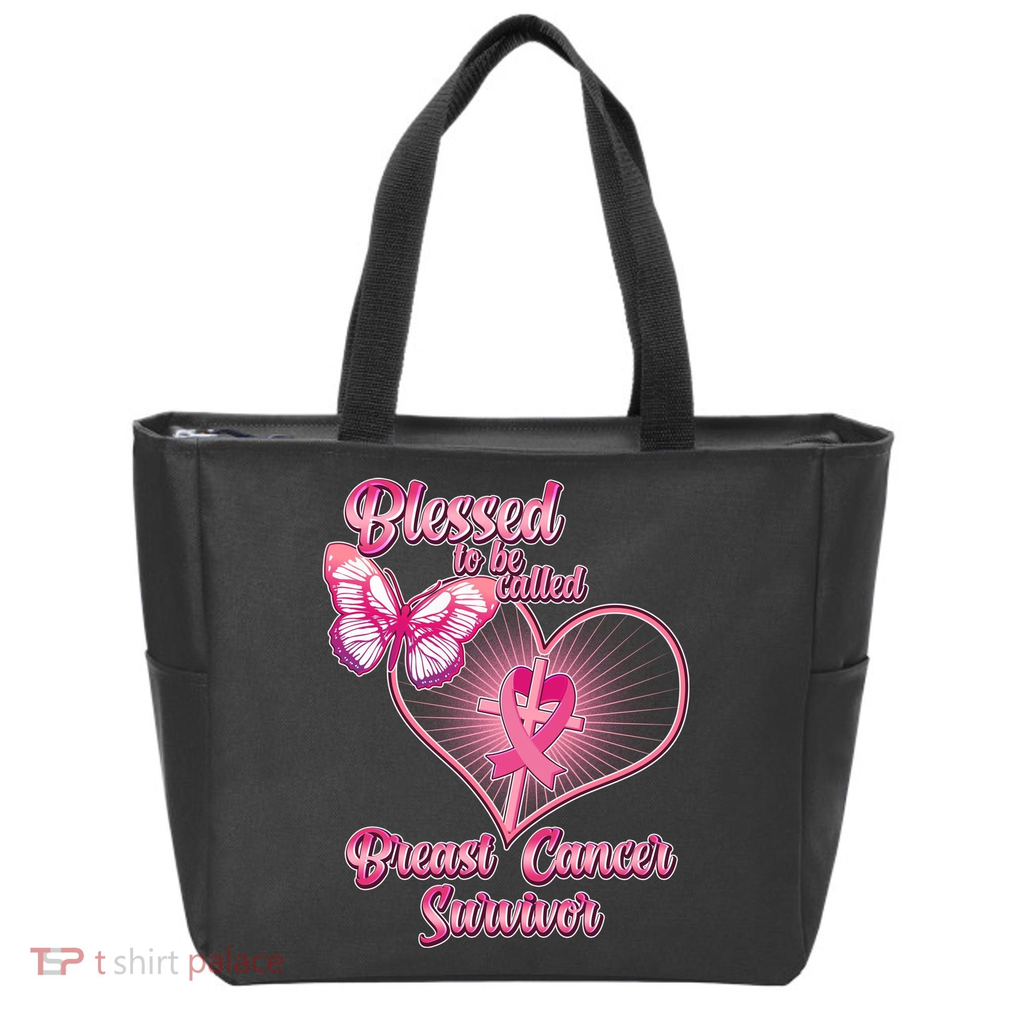 Blessed To Be Called Breast Cancer Survivor Pink Ribbon Cross Tote Bag