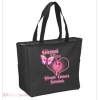 Blessed To Be Called Breast Cancer Survivor Pink Ribbon Cross Tote Bag thumb 2