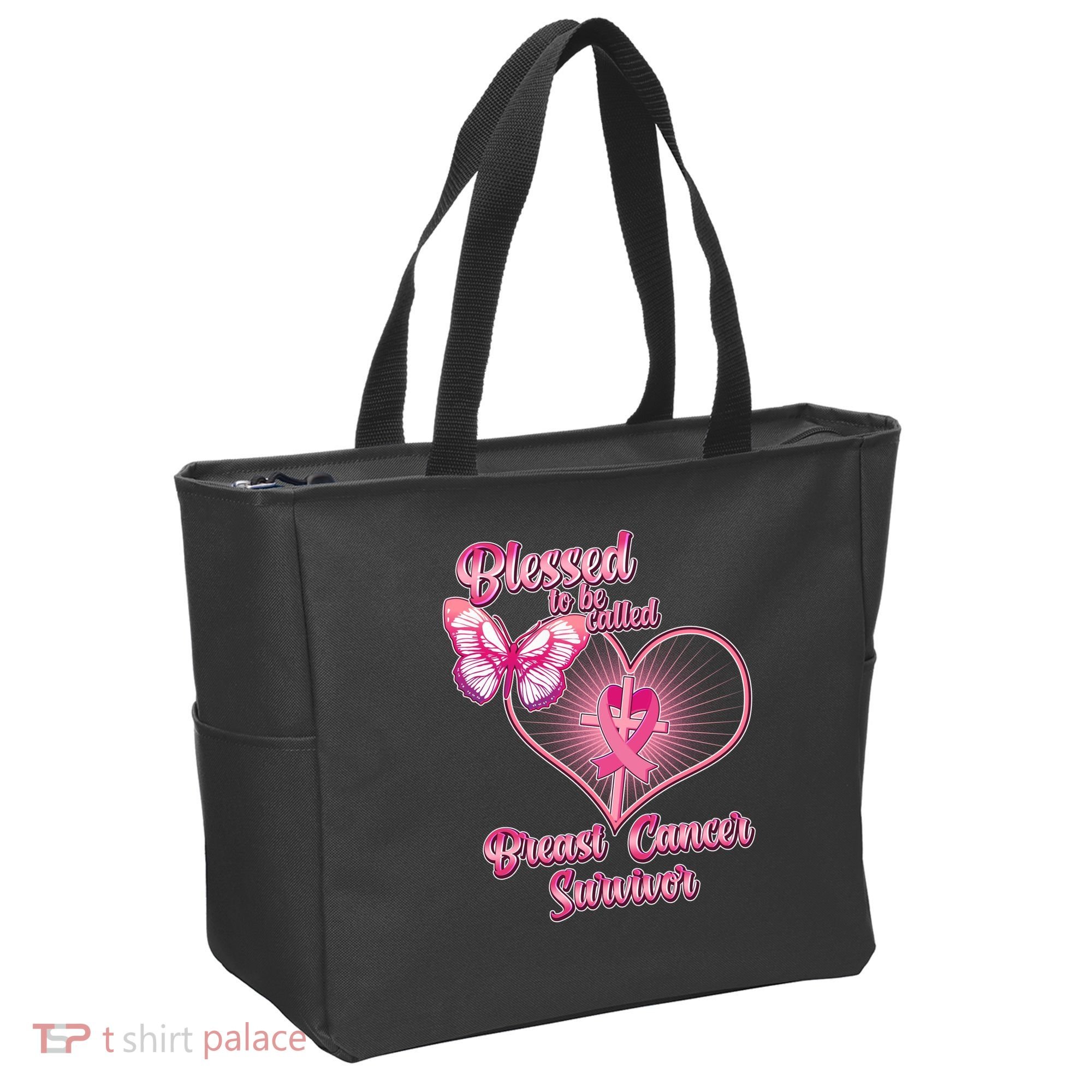 Blessed To Be Called Breast Cancer Survivor Pink Ribbon Cross Tote Bag