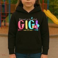 Blessed To Be Called Gigi Cute Floral Kids Hoodie thumb 3