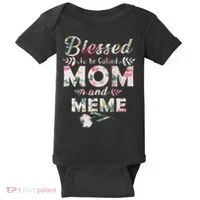 Blessed To Be Called Mom And Meme Baby Bodysuit thumb 0