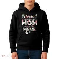 Blessed To Be Called Mom And Meme Kids Hoodie thumb 4