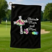 Blessed To Be Called Mom And Mimi Golf Towel thumb 1