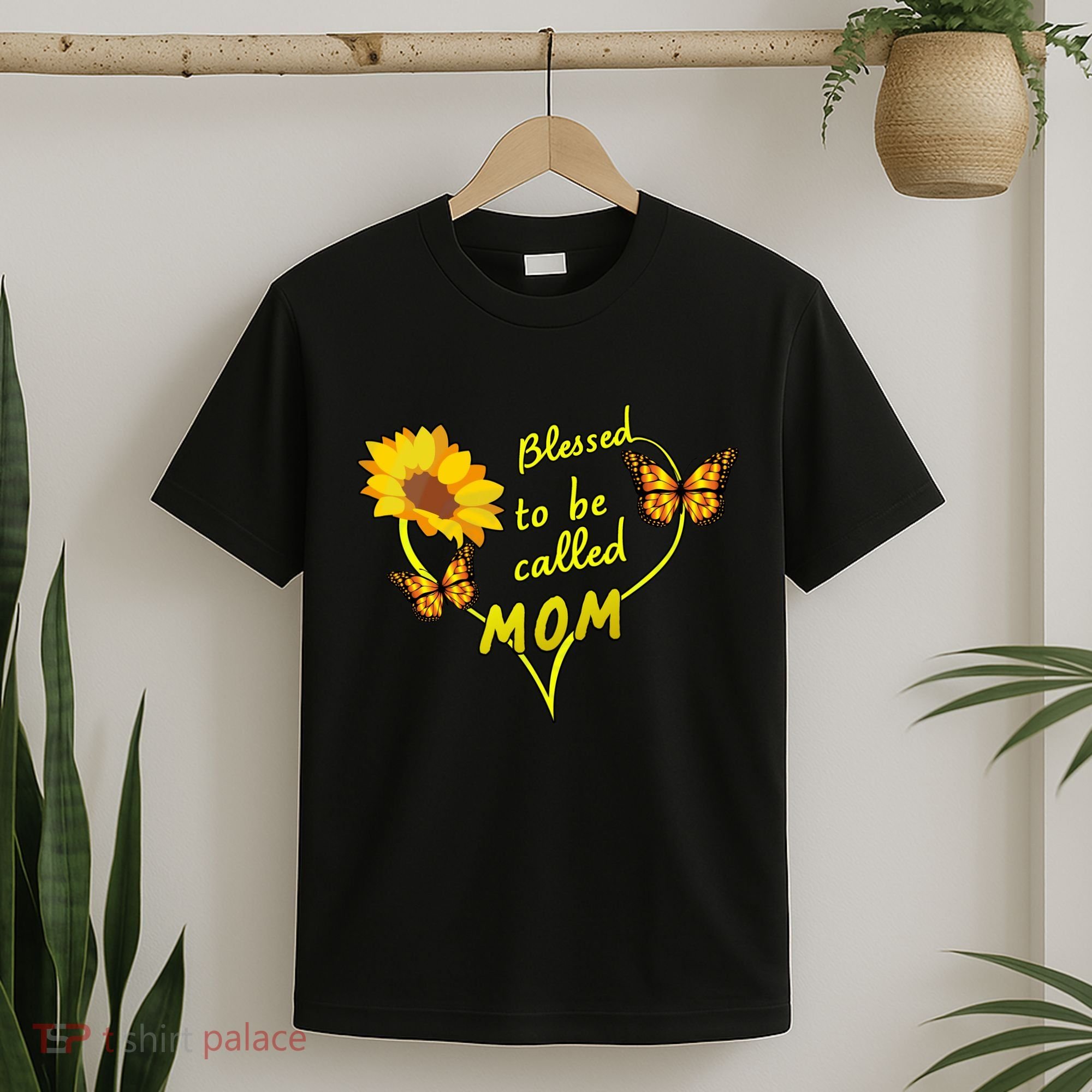 Blessed To Be Mom Butterfly Sun Floral  T-Shirt