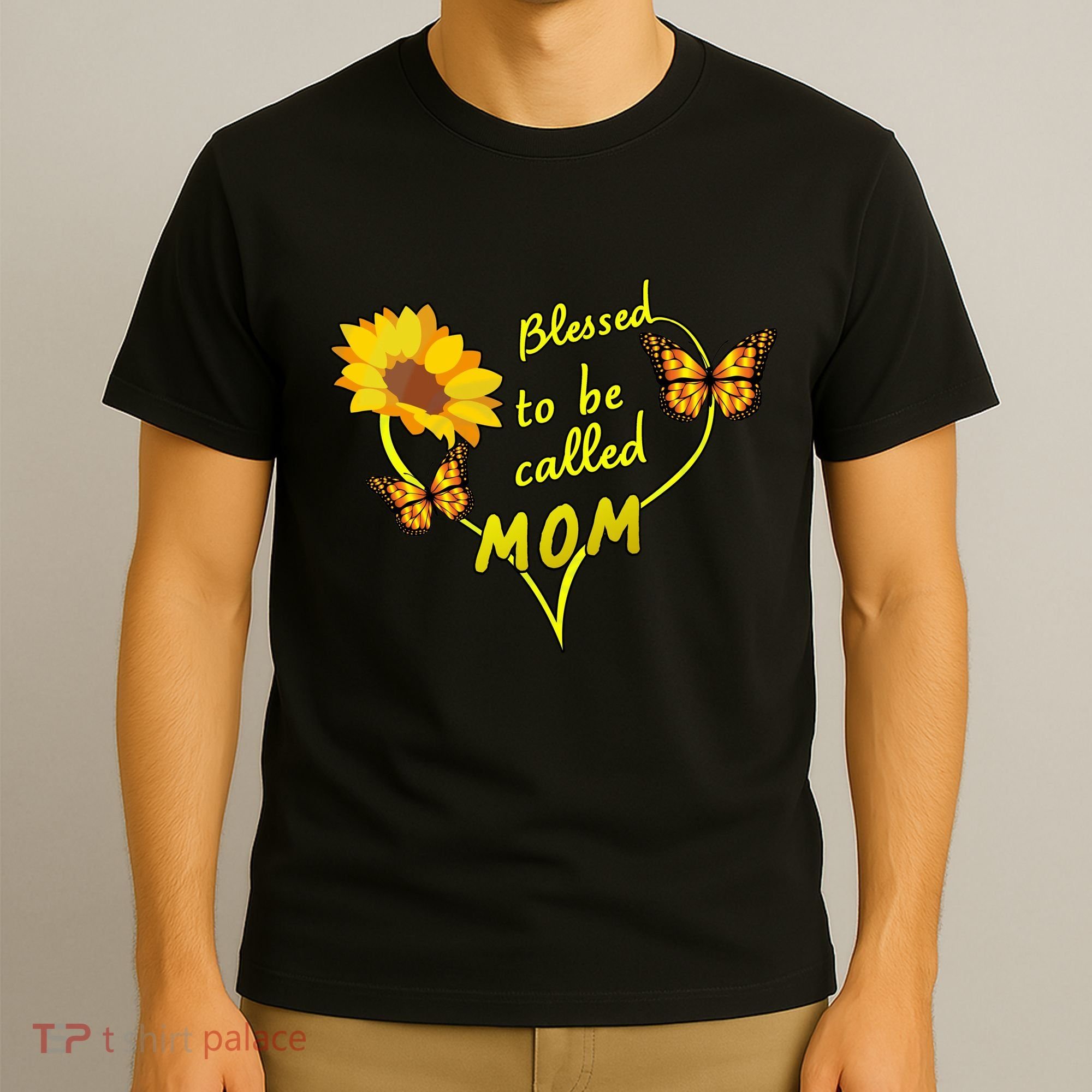 Blessed To Be Mom Butterfly Sun Floral  T-Shirt
