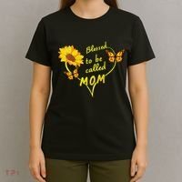 Blessed To Be Mom Butterfly Sun Floral  T-Shirt thumb 4