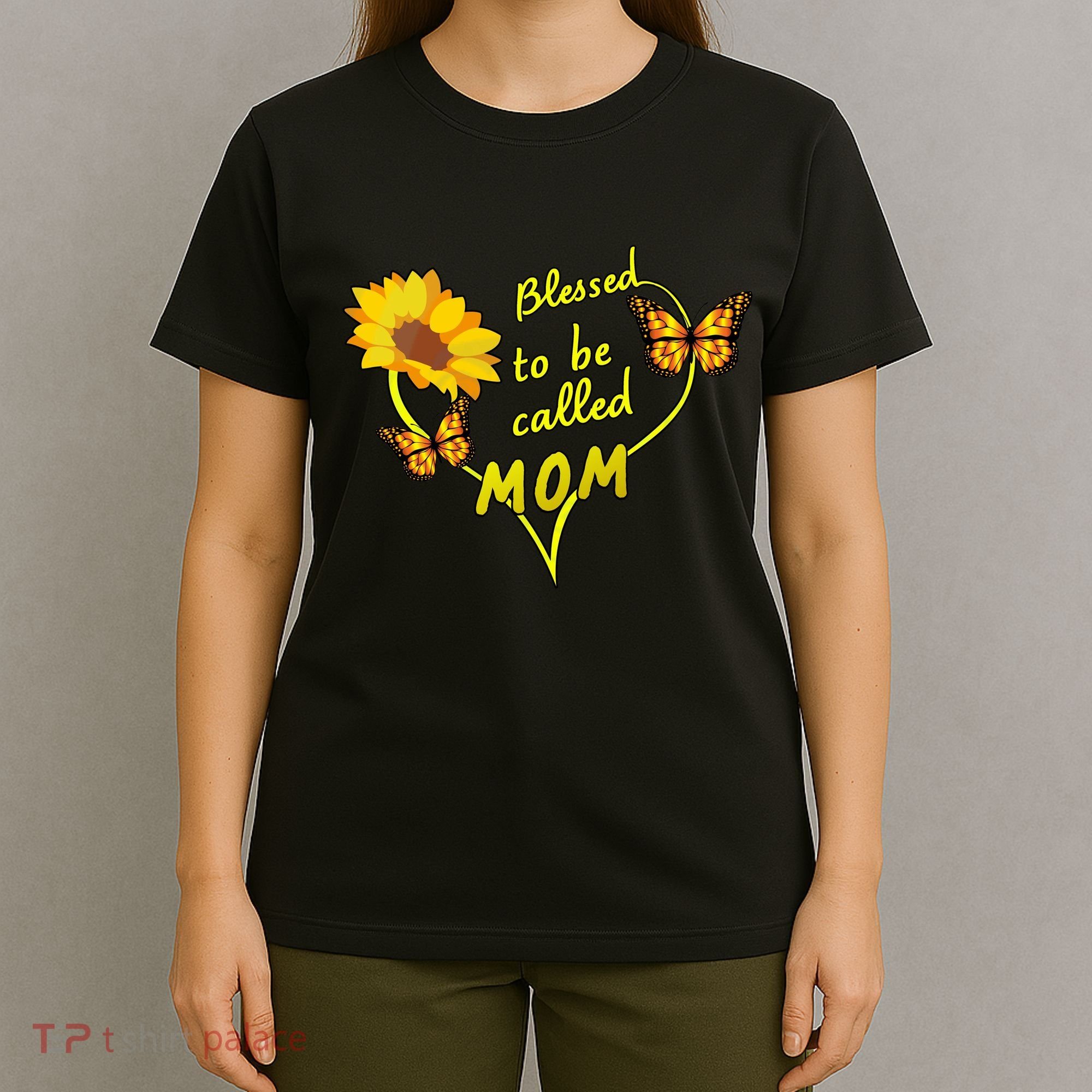 Blessed To Be Mom Butterfly Sun Floral  T-Shirt