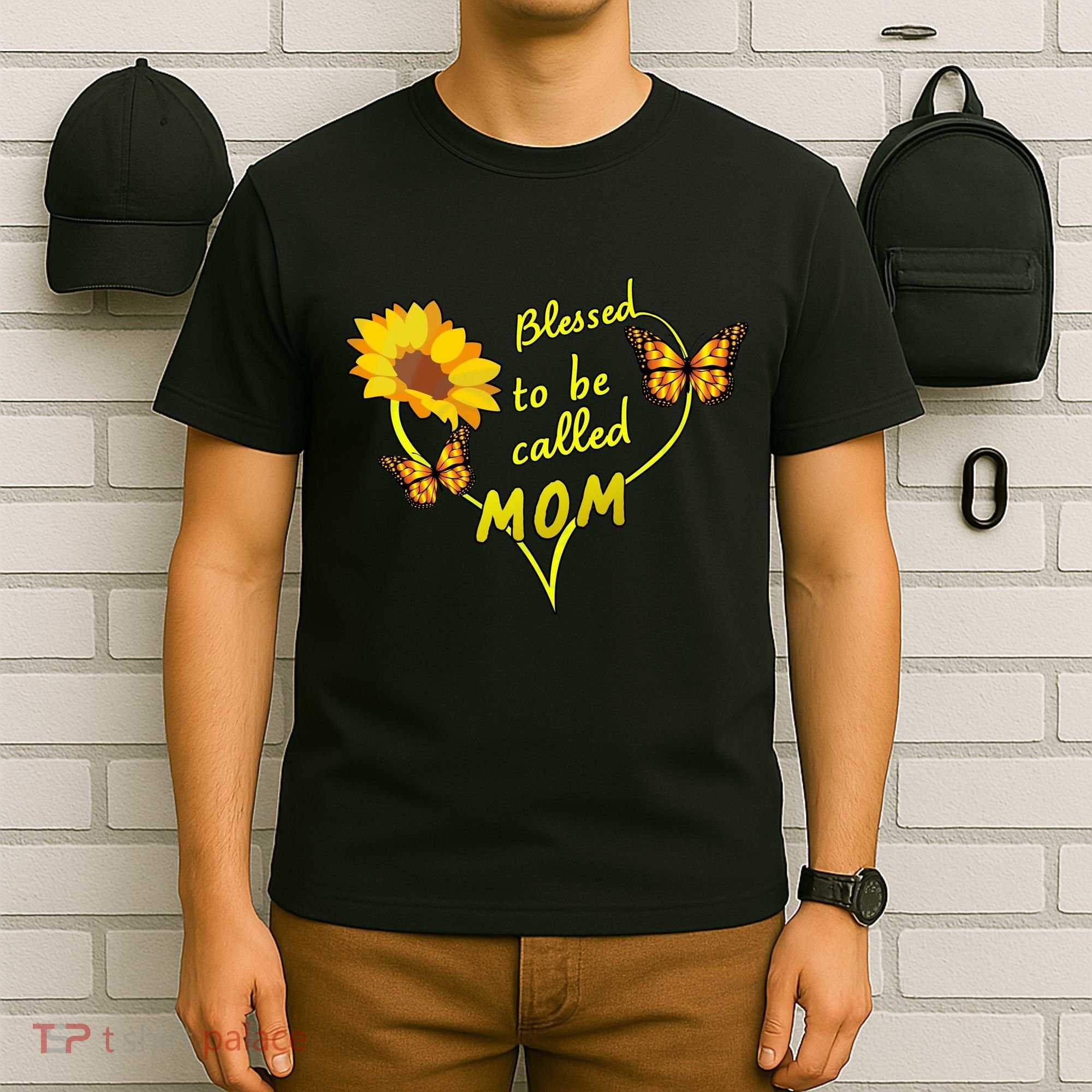 Blessed To Be Mom Butterfly Sun Floral  T-Shirt