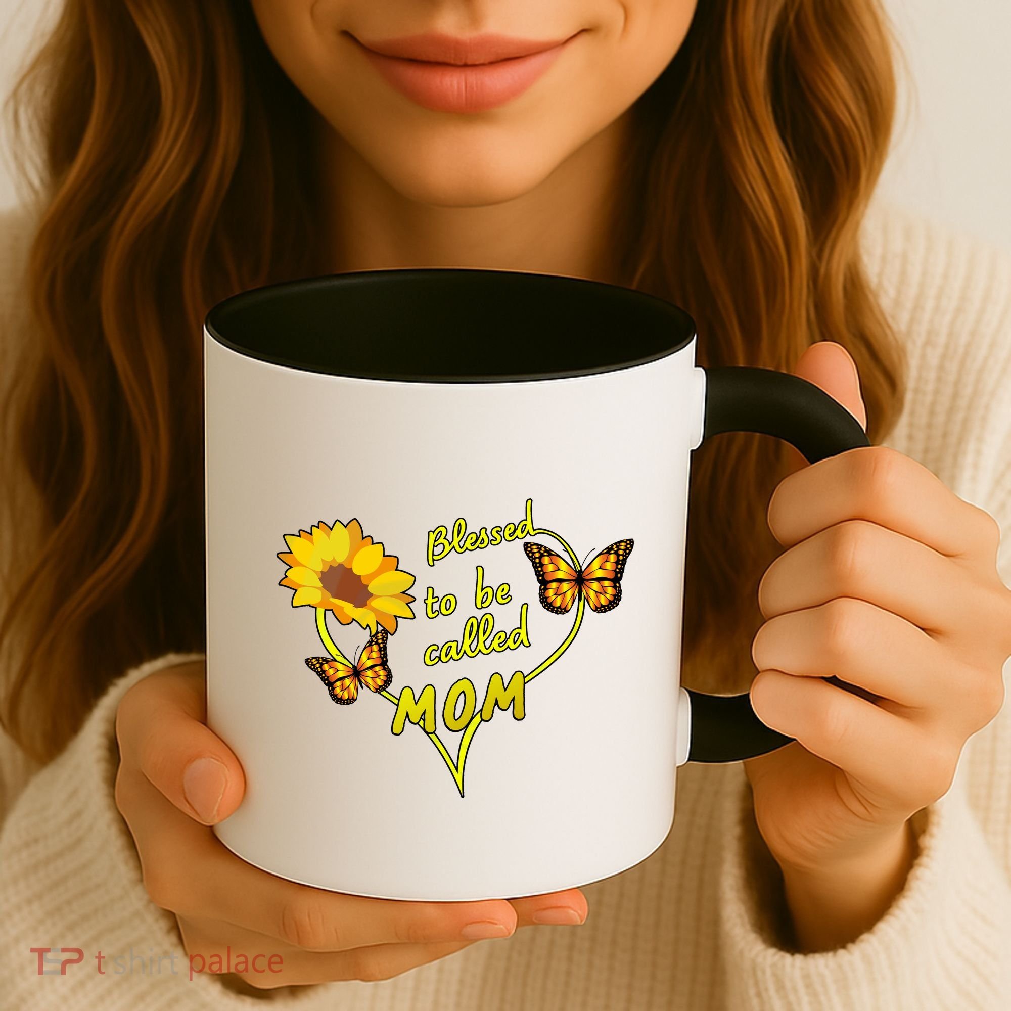 Blessed To Be Mom Butterfly Sun Floral  Coffee Mug