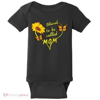 Blessed To Be Mom Butterfly Sun Floral  Baby Bodysuit
