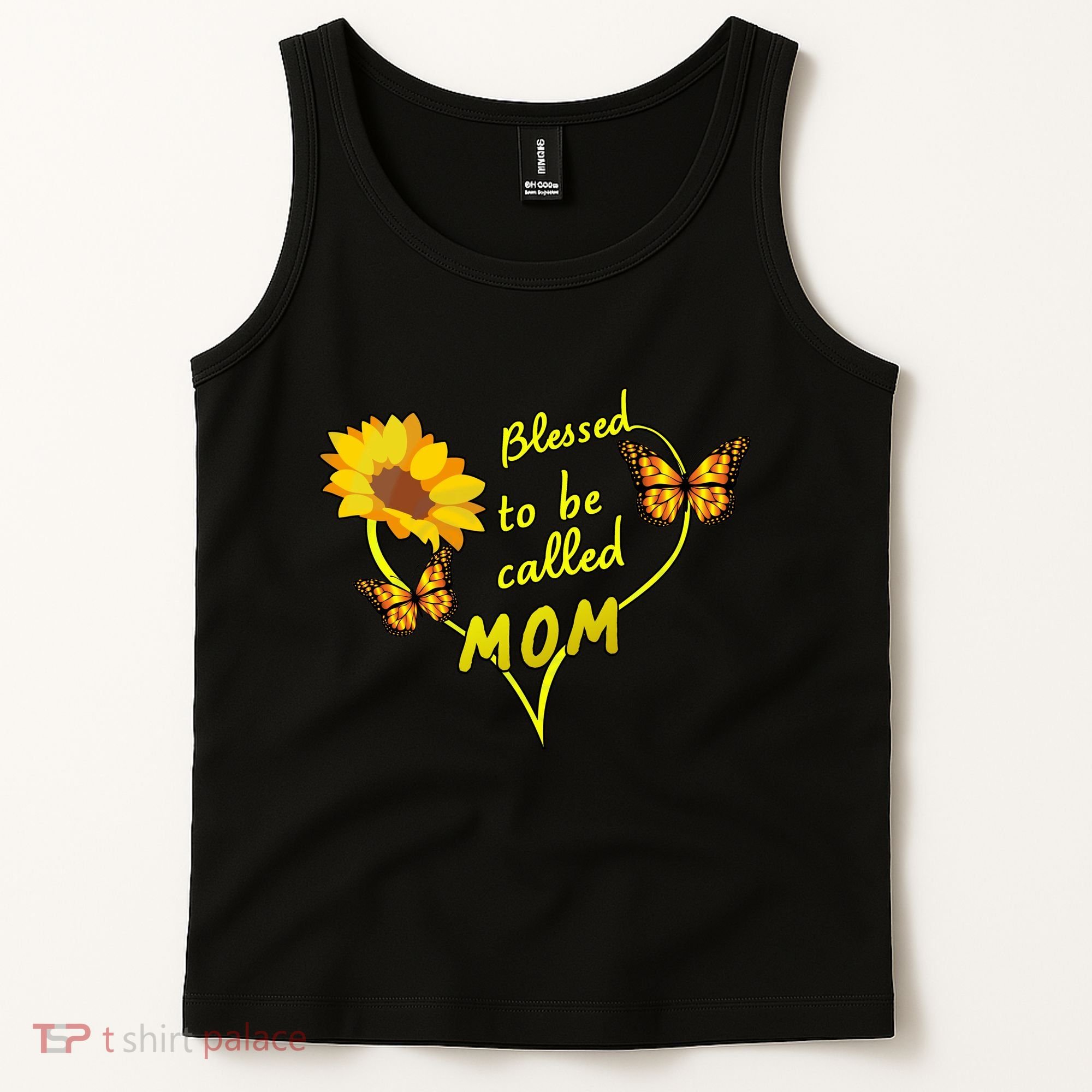 Blessed To Be Mom Butterfly Sun Floral  Tank Top