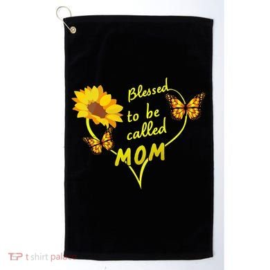 Blessed To Be Mom Butterfly Sun Floral  Golf Towel