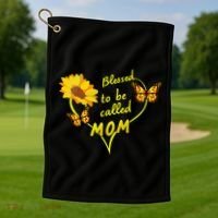 Blessed To Be Mom Butterfly Sun Floral  Golf Towel thumb 1