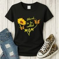 Blessed To Be Mom Butterfly Sun Floral  Women's T-Shirt thumb 3