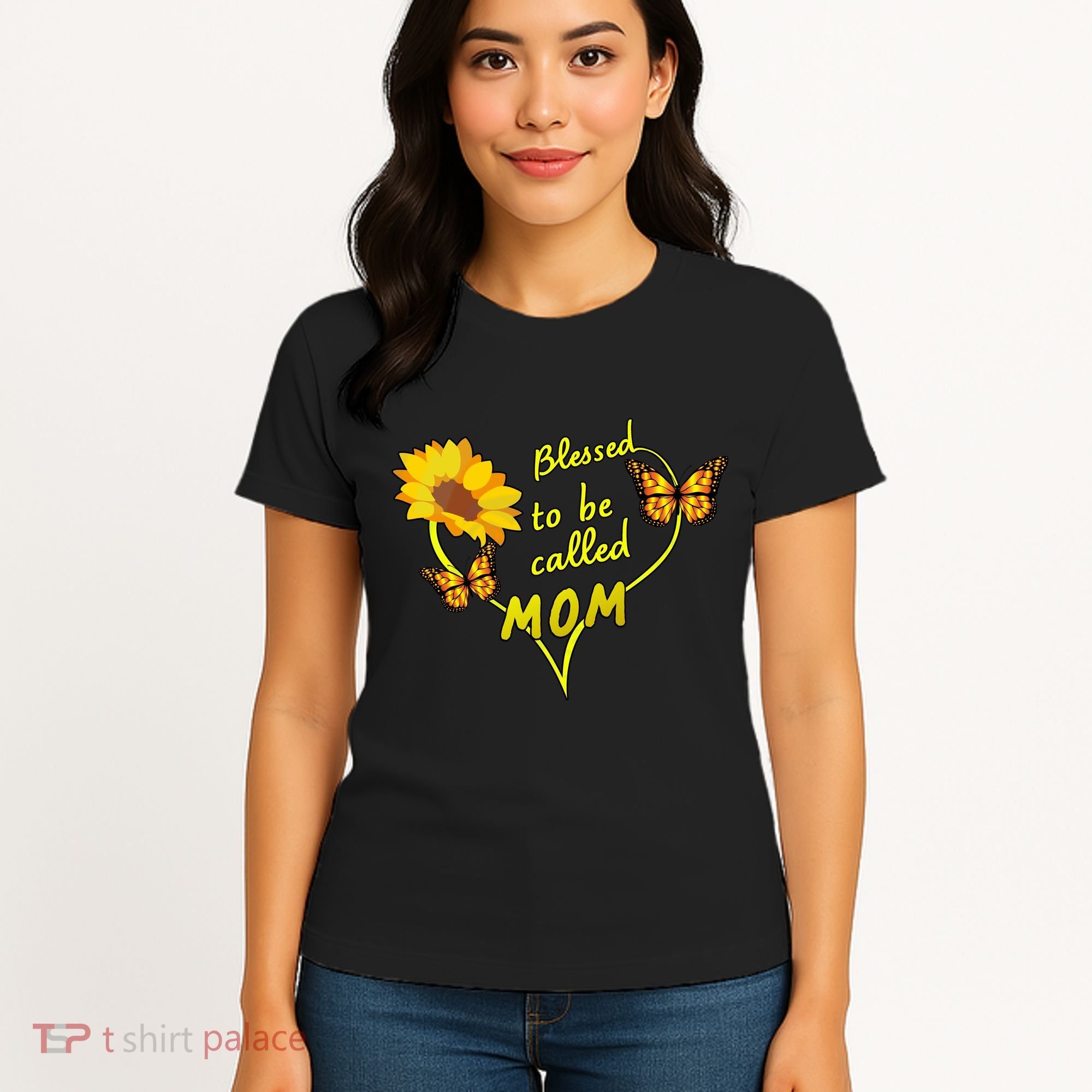 Blessed To Be Mom Butterfly Sun Floral  Women's T-Shirt