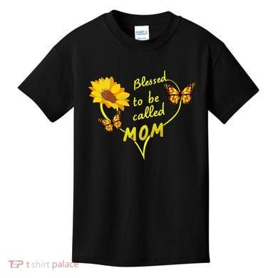 Blessed To Be Mom Butterfly Sun Floral  Kids T-Shirt