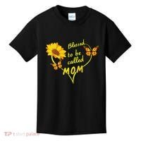 Blessed To Be Mom Butterfly Sun Floral  Kids T-Shirt thumb 0