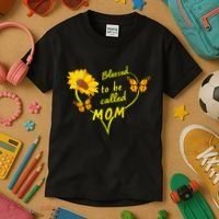 Blessed To Be Mom Butterfly Sun Floral  Kids T-Shirt thumb 3