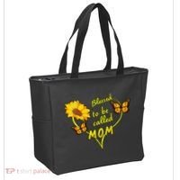 Blessed To Be Mom Butterfly Sun Floral  Tote Bag thumb 2