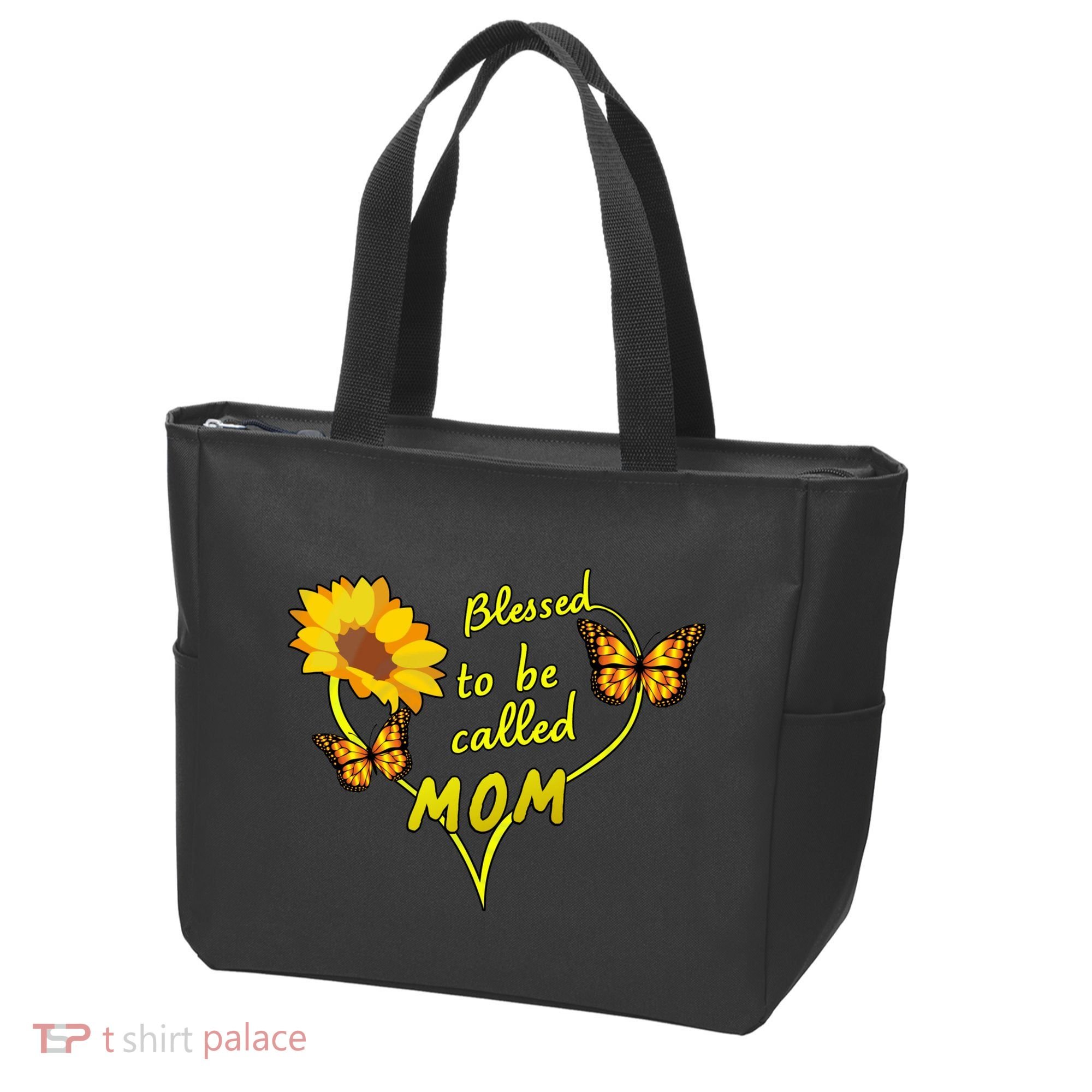 Blessed To Be Mom Butterfly Sun Floral  Tote Bag