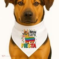 Bruh Lets Fiesta Cinco Mayo Pinata Funny USA-Made Doggie Bandana thumb 1