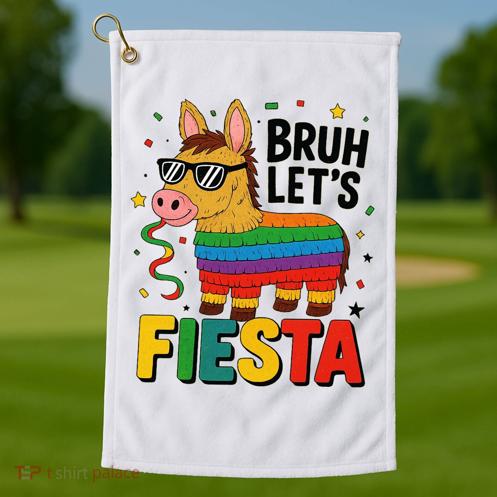 Bruh Lets Fiesta Cinco Mayo Pinata Funny Golf Towel
