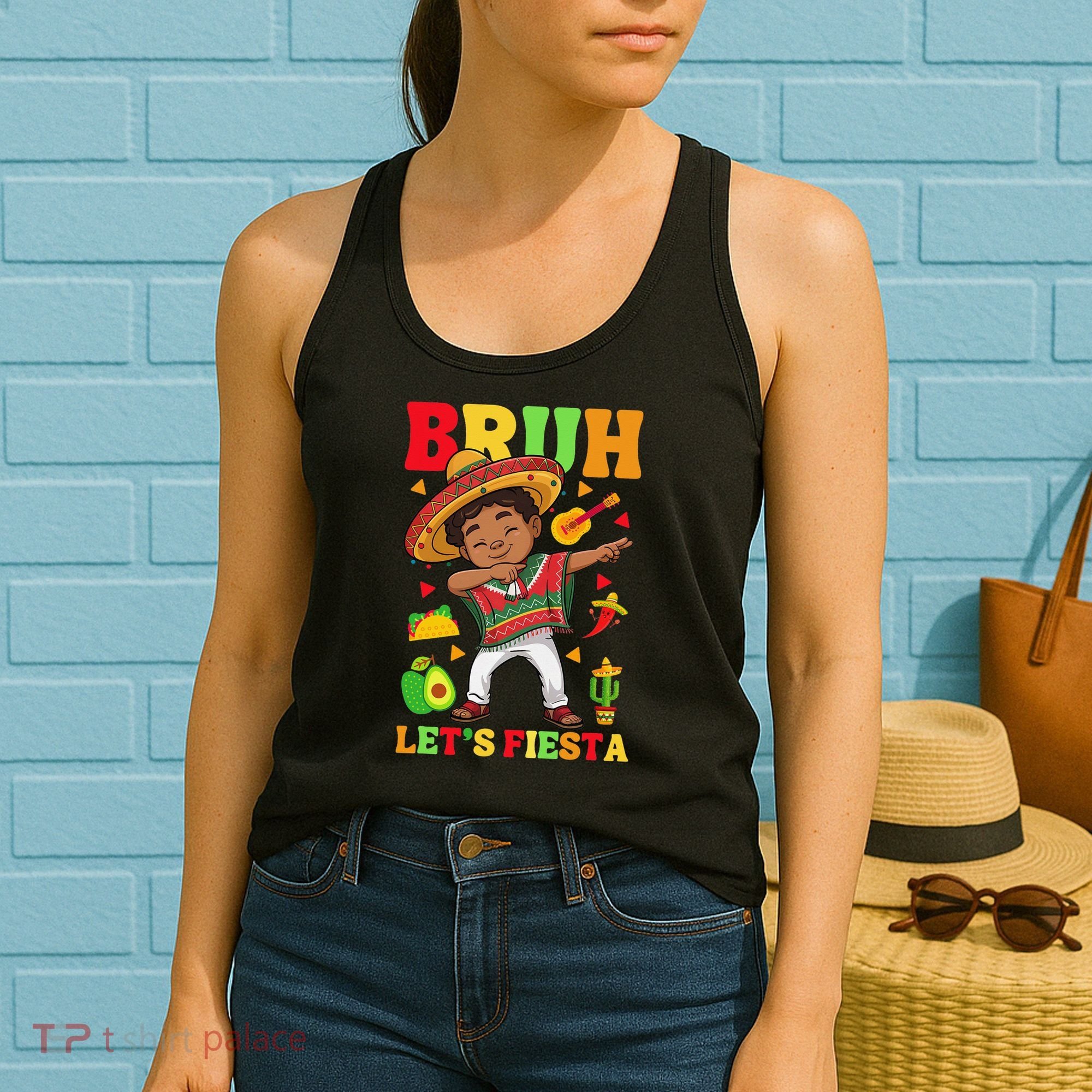 Bruh Lets Fiestas Dabbing Mexican Poncho Cinco De Mayo Gift Women's Tank Top