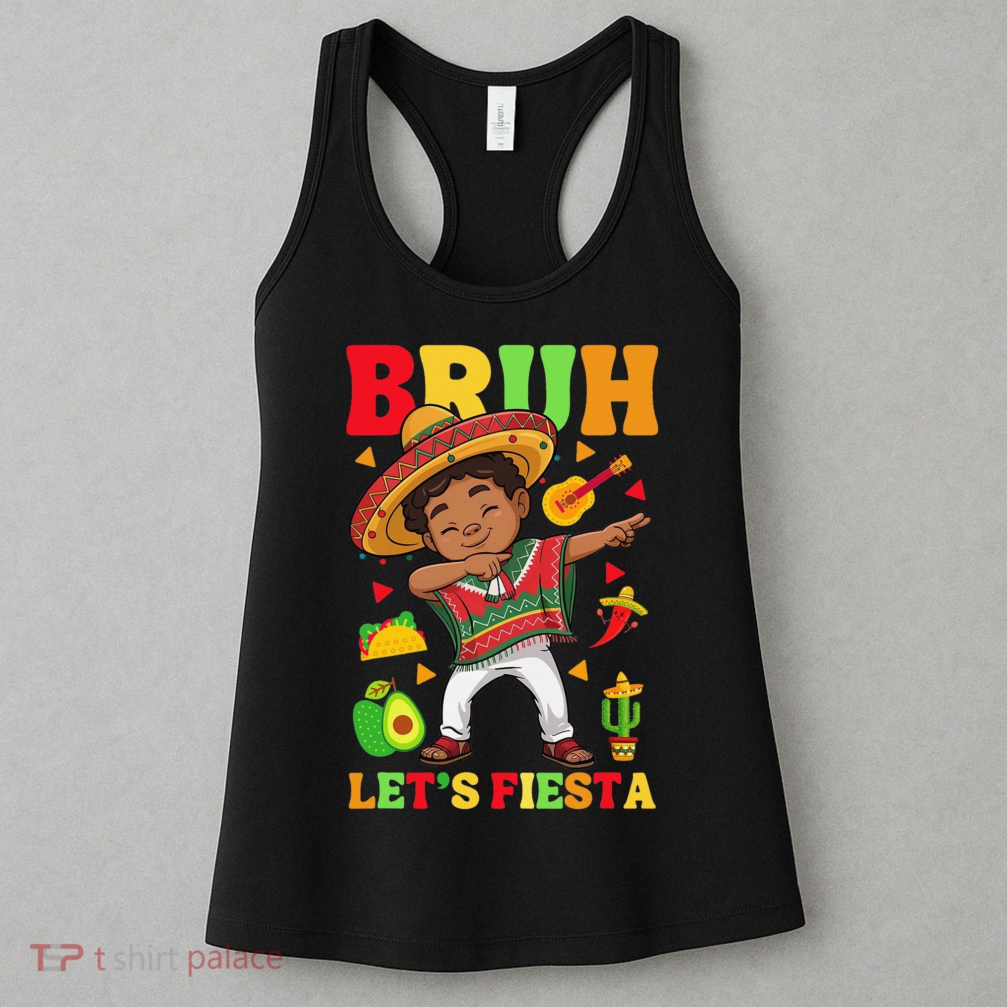 Bruh Lets Fiestas Dabbing Mexican Poncho Cinco De Mayo Gift Women's Tank Top