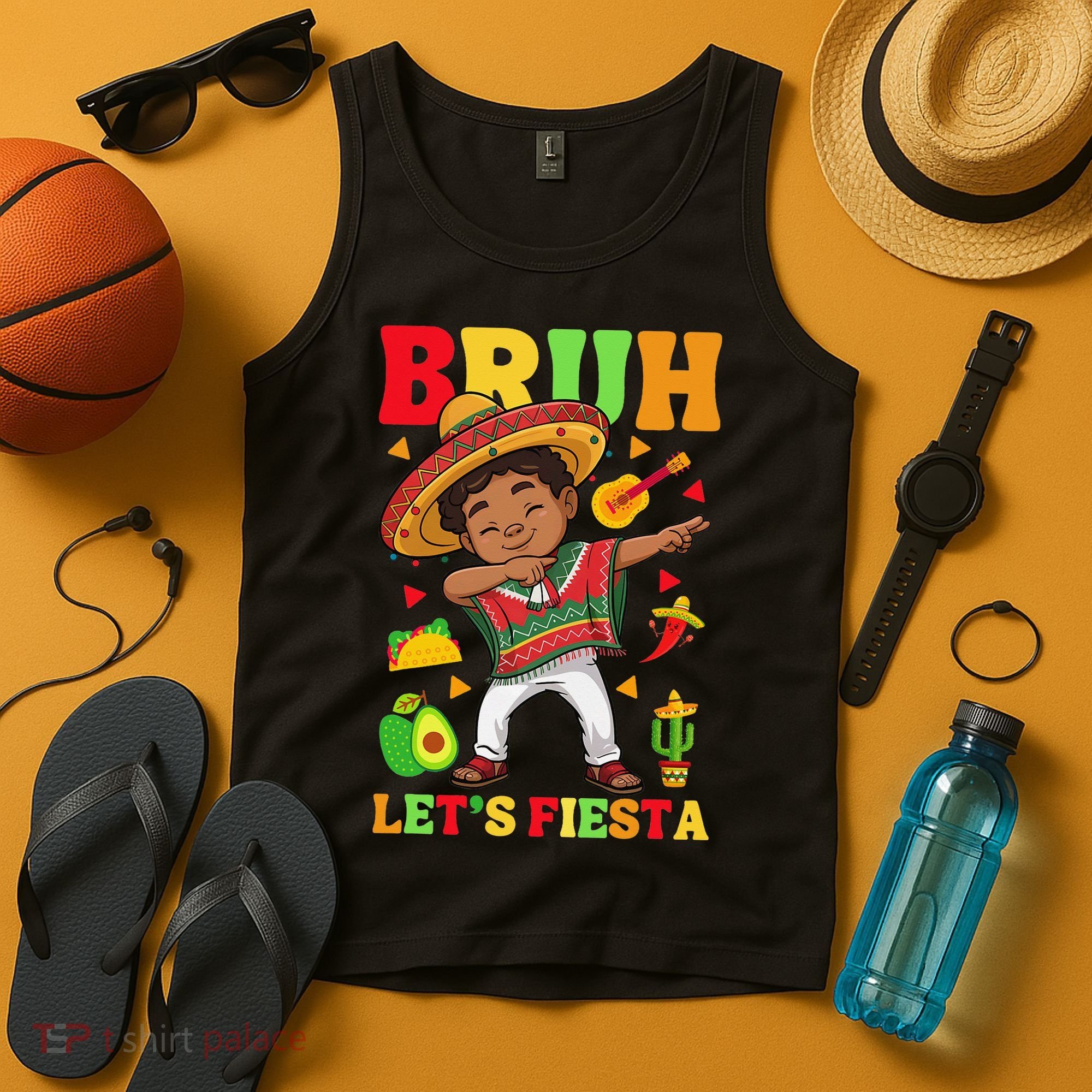 Bruh Lets Fiestas Dabbing Mexican Poncho Cinco De Mayo Gift Tank Top