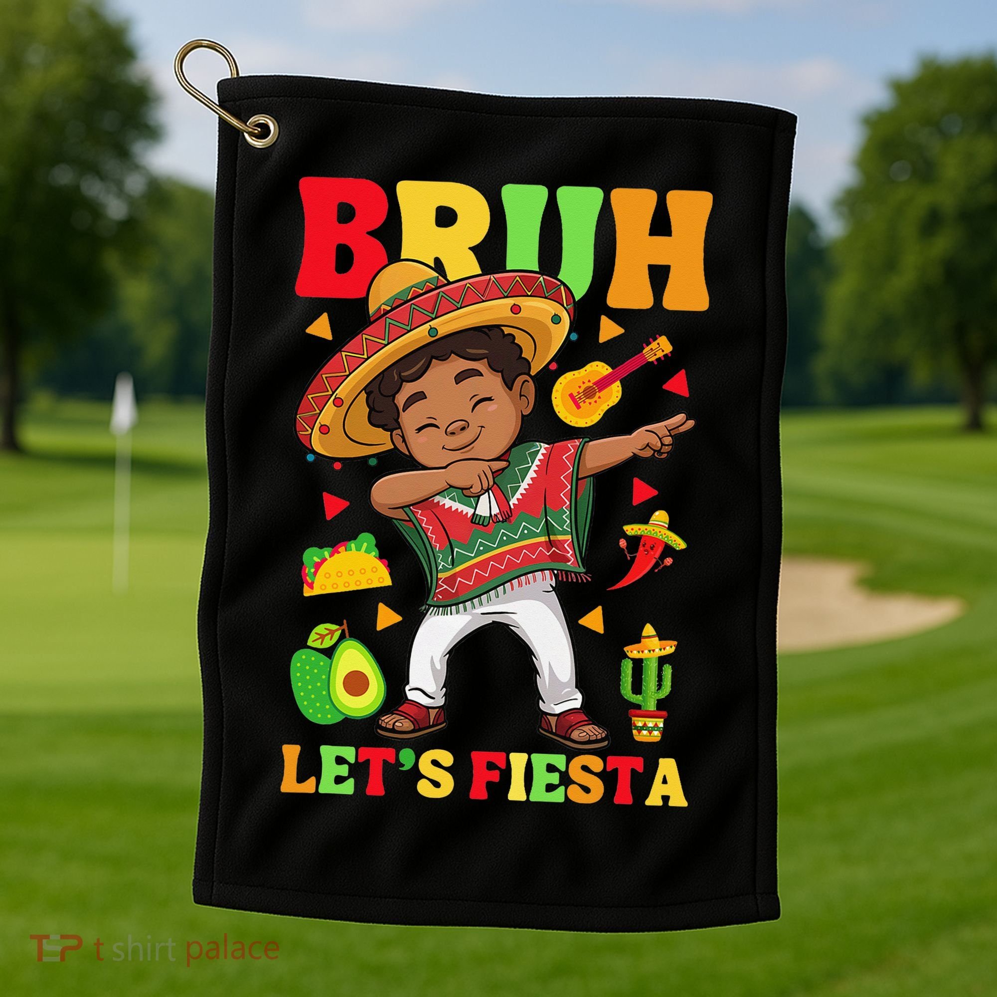 Bruh Lets Fiestas Dabbing Mexican Poncho Cinco De Mayo Gift Golf Towel