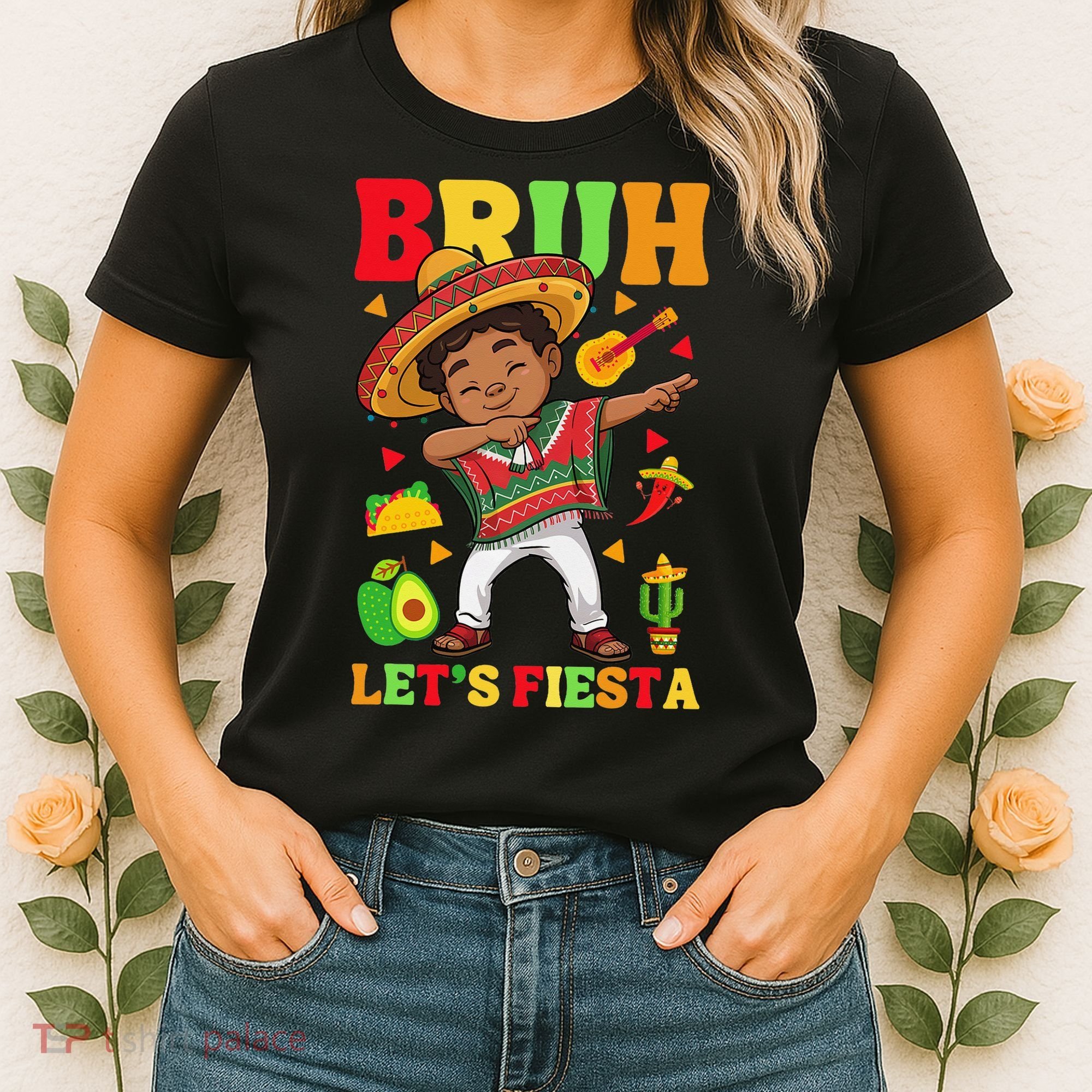 Bruh Lets Fiestas Dabbing Mexican Poncho Cinco De Mayo Gift Women's T-Shirt