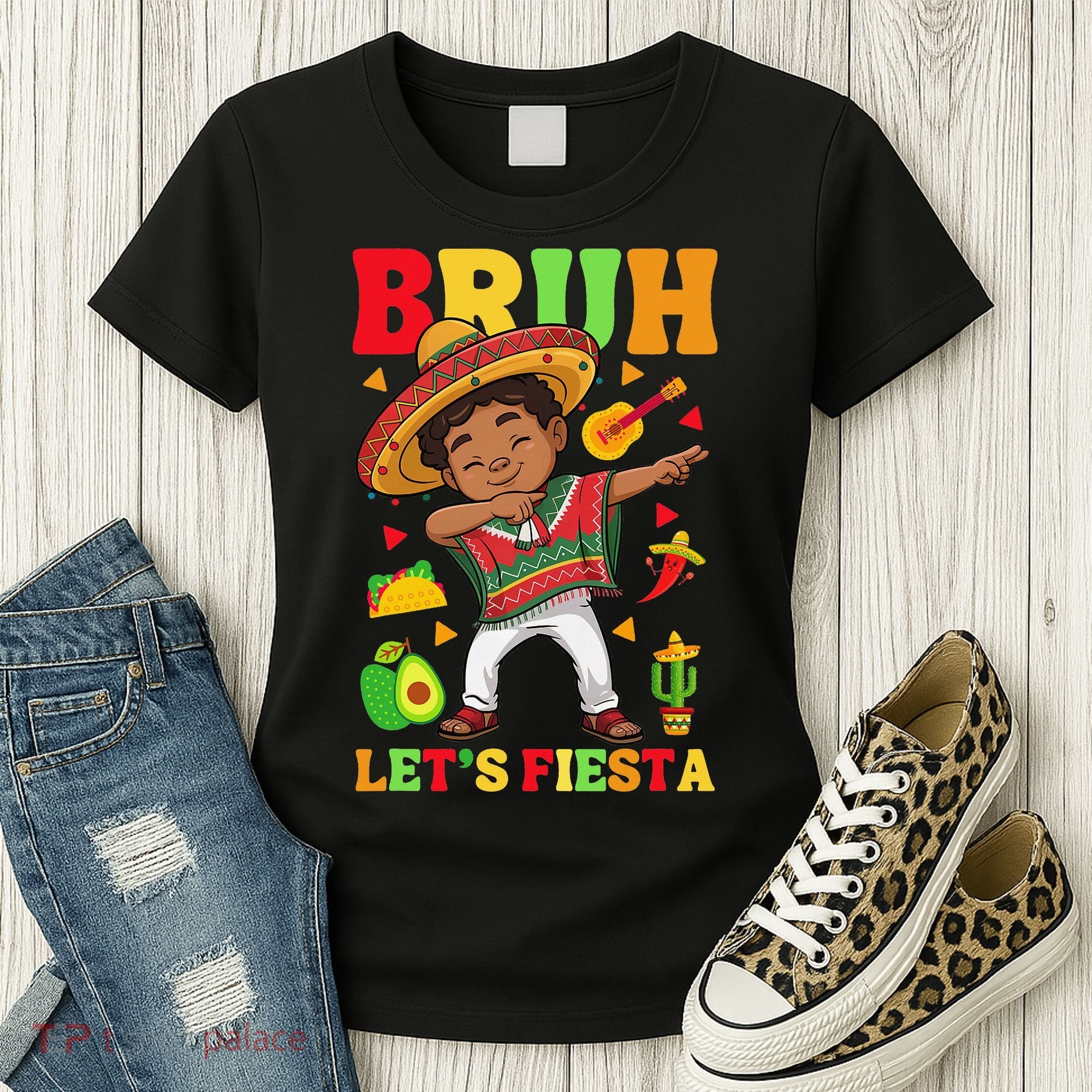 Bruh Lets Fiestas Dabbing Mexican Poncho Cinco De Mayo Gift Women's T-Shirt