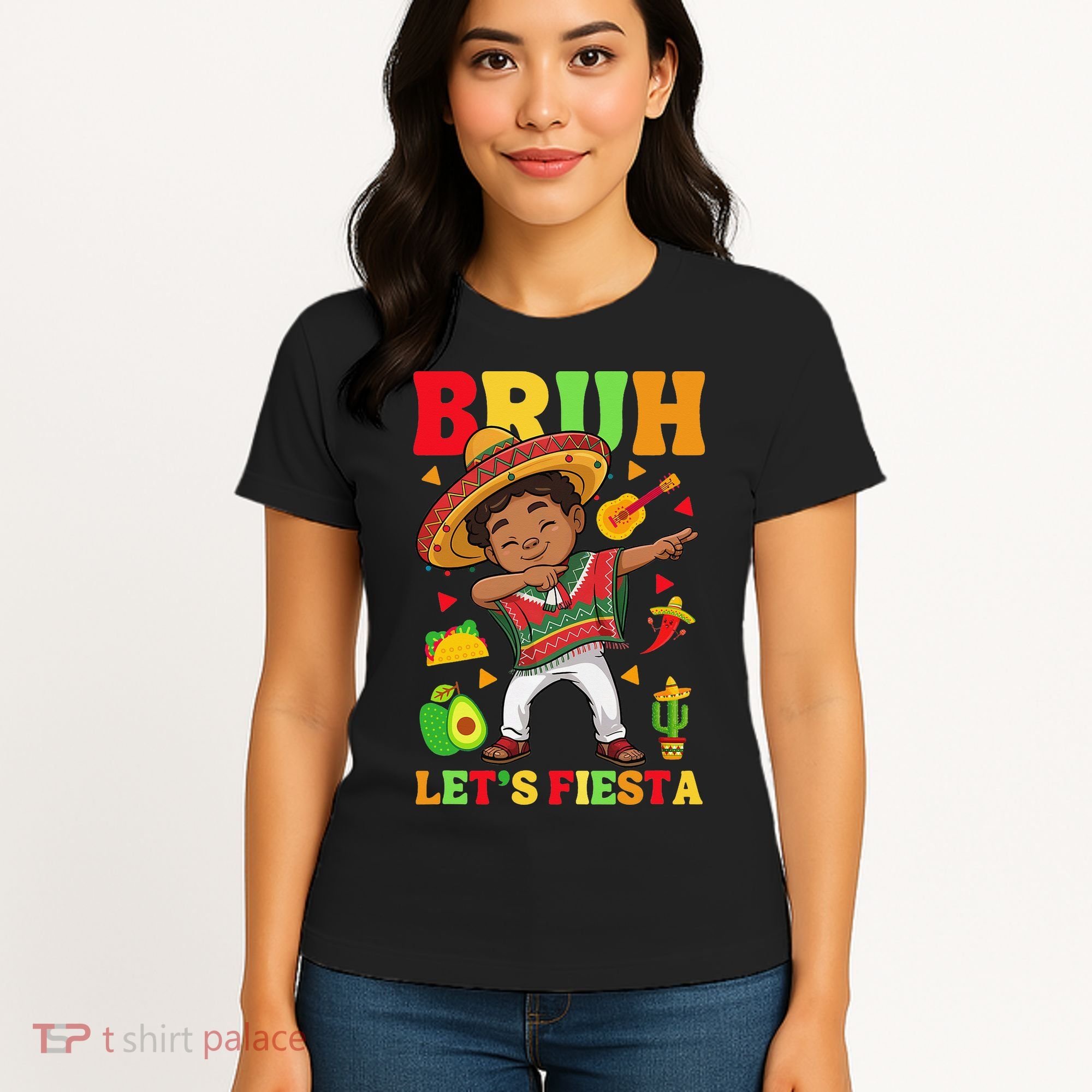Bruh Lets Fiestas Dabbing Mexican Poncho Cinco De Mayo Gift Women's T-Shirt