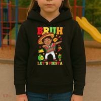 Bruh Lets Fiestas Dabbing Mexican Poncho Cinco De Mayo Gift Kids Hoodie thumb 3