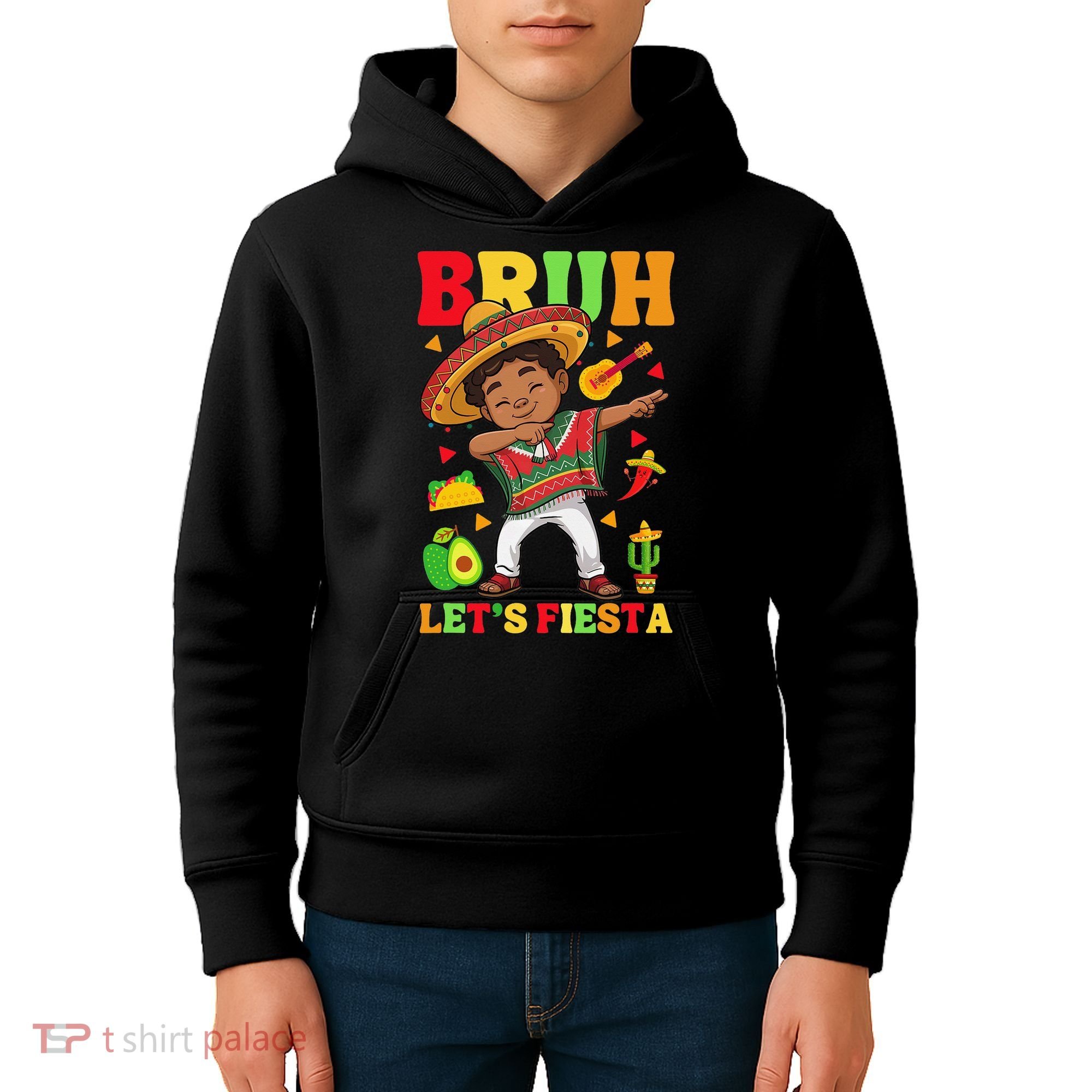 Bruh Lets Fiestas Dabbing Mexican Poncho Cinco De Mayo Gift Kids Hoodie