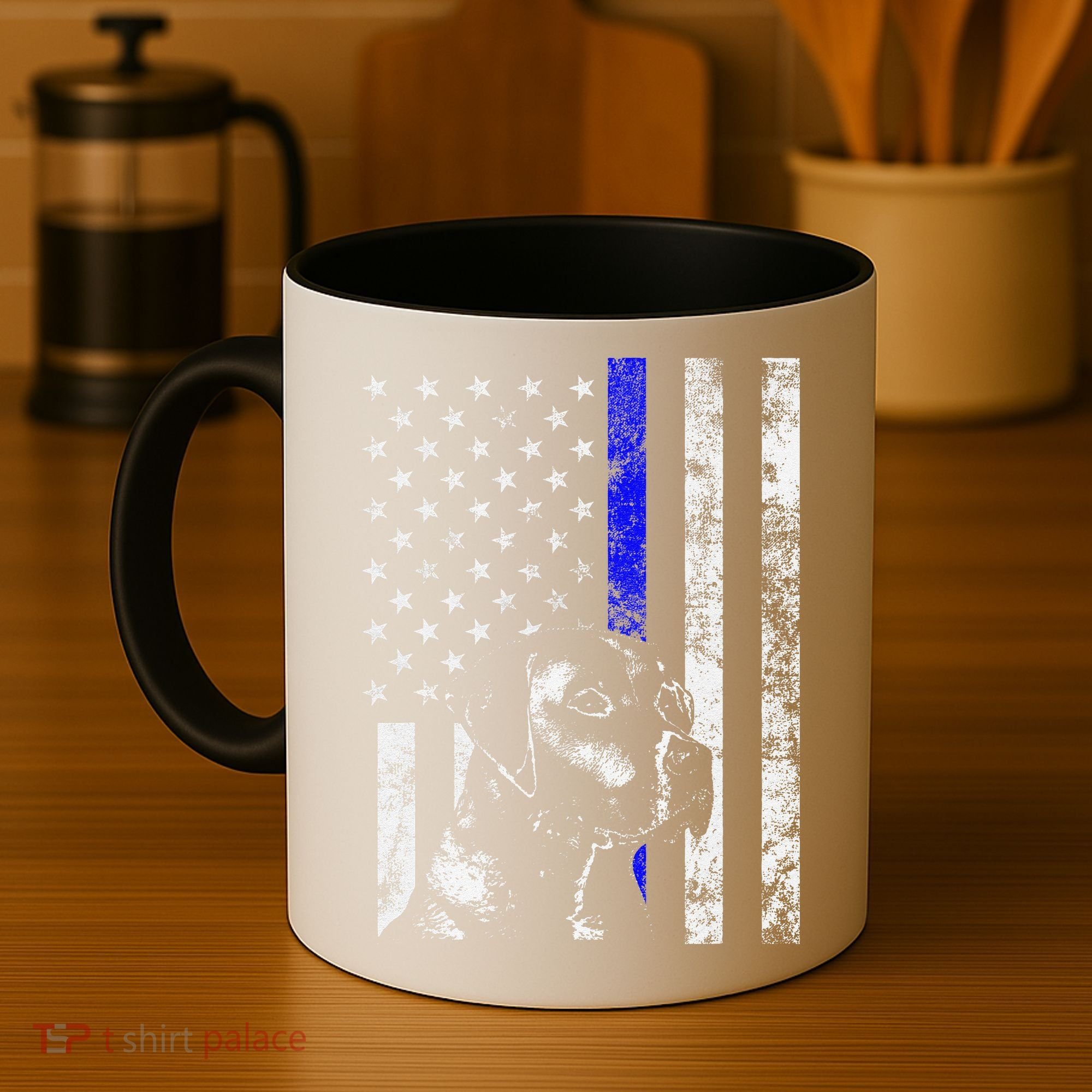 Blue Line Flag K9 Labrador Retriever Police Dog Coffee Mug
