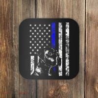 Blue Line Flag K9 Labrador Retriever Police Dog Coaster thumb 0
