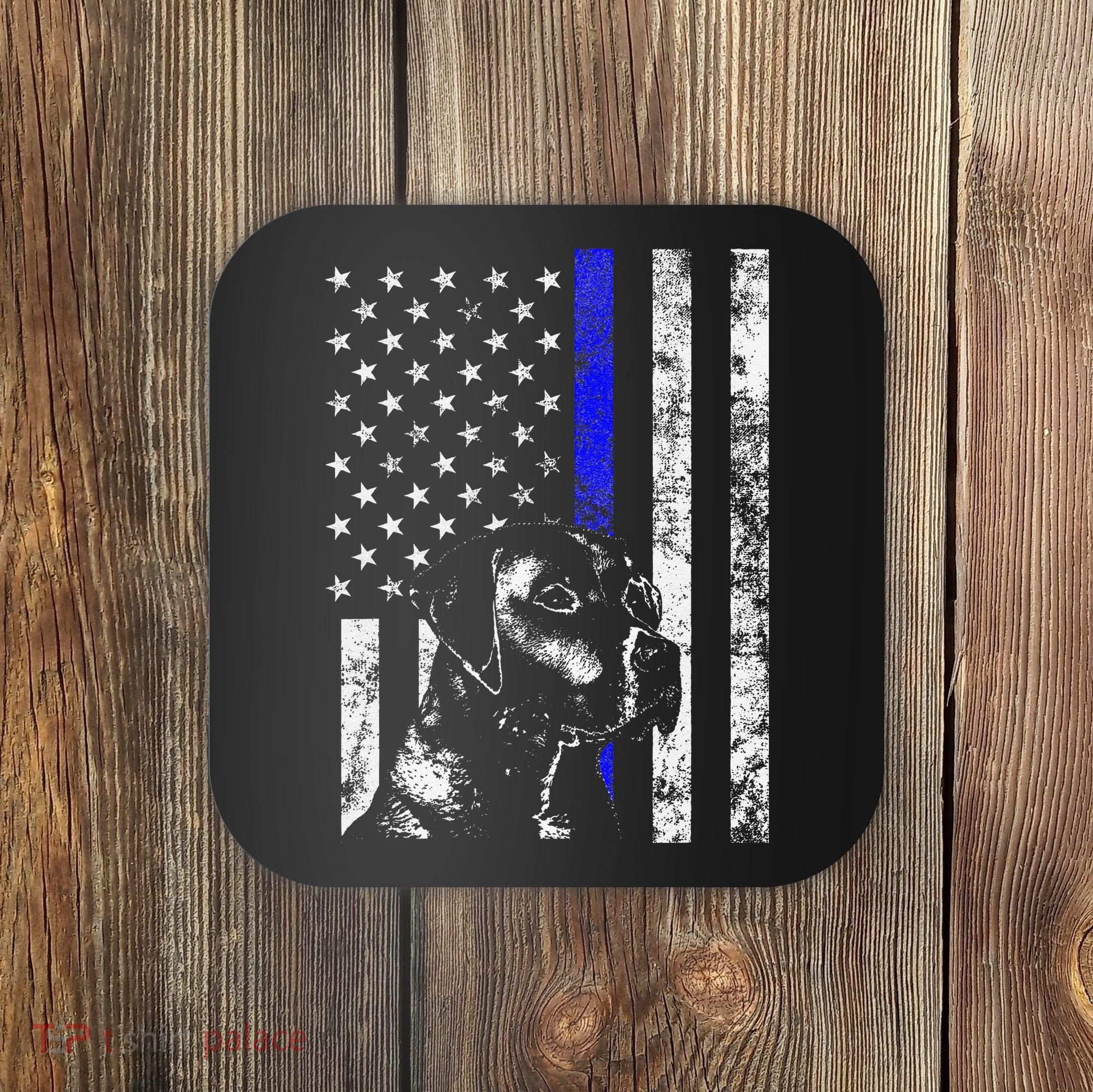 Blue Line Flag K9 Labrador Retriever Police Dog Coaster