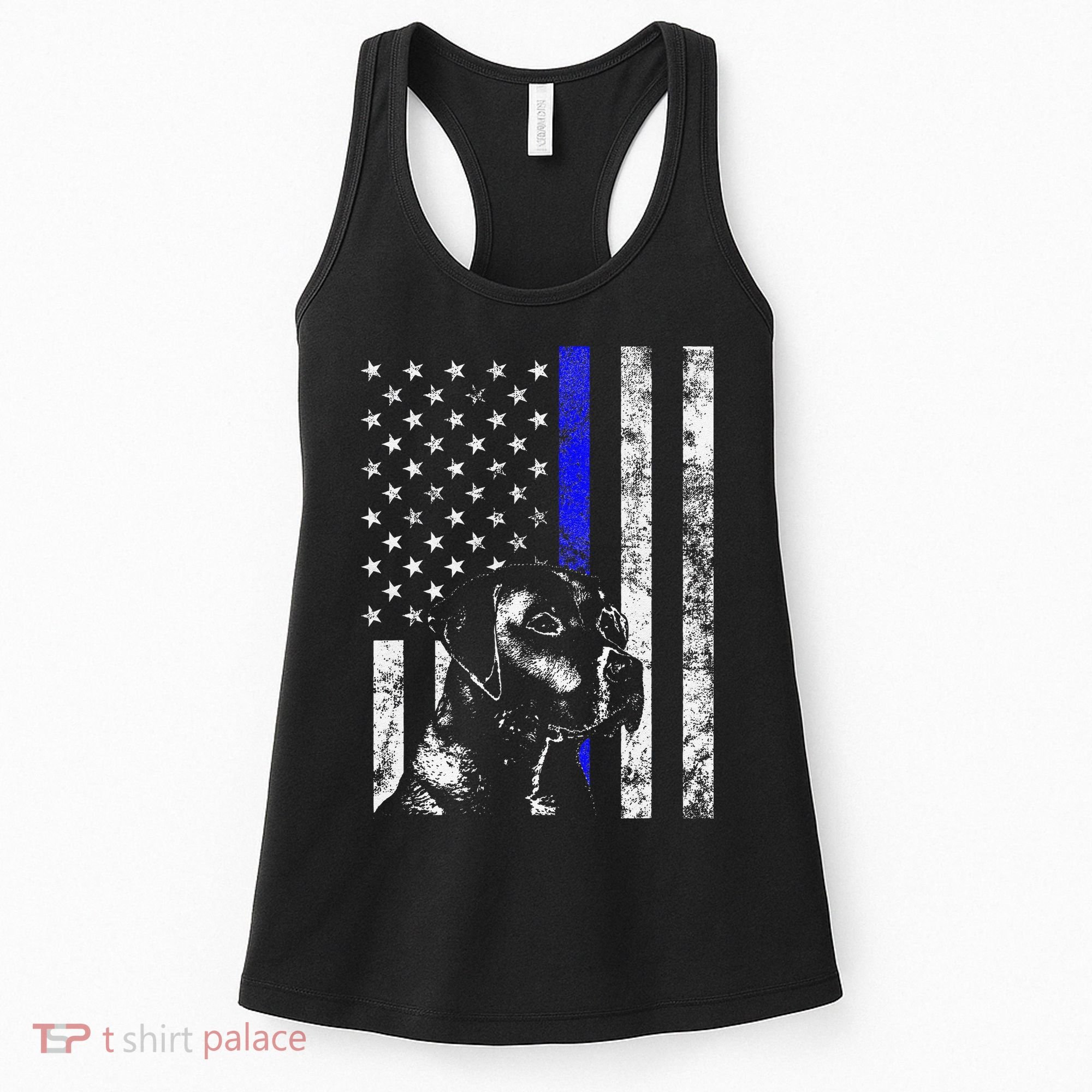 Blue Line Flag K9 Labrador Retriever Police Dog Women's Tank Top