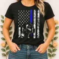 Blue Line Flag K9 Labrador Retriever Police Dog Women's T-Shirt thumb 2