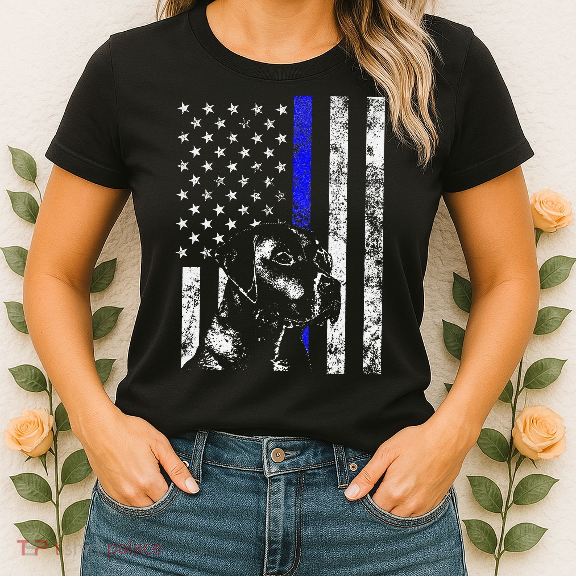 Blue Line Flag K9 Labrador Retriever Police Dog Women's T-Shirt