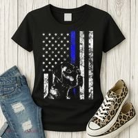 Blue Line Flag K9 Labrador Retriever Police Dog Women's T-Shirt thumb 3
