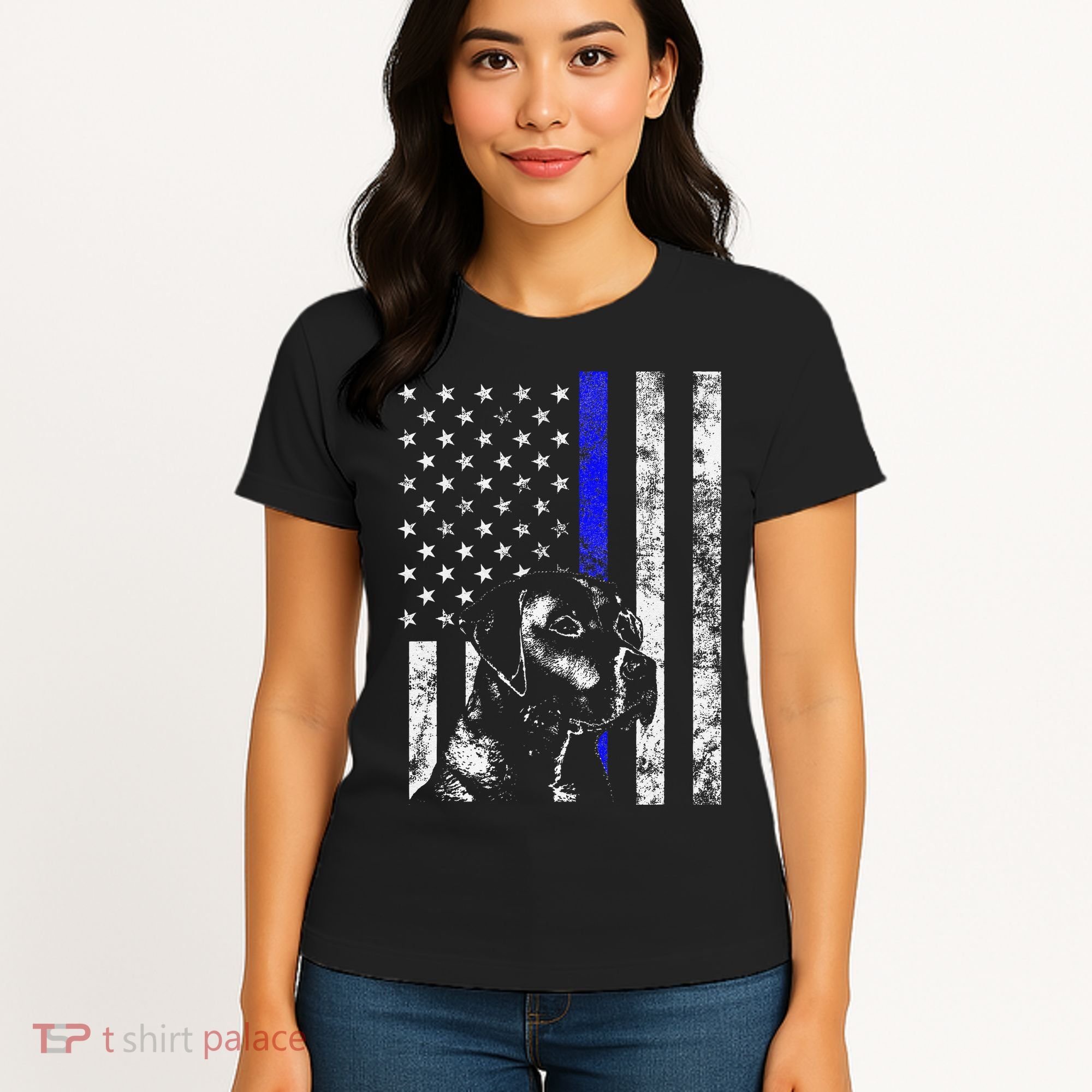 Blue Line Flag K9 Labrador Retriever Police Dog Women's T-Shirt