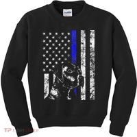 Blue Line Flag K9 Labrador Retriever Police Dog Kids Sweatshirt thumb 0