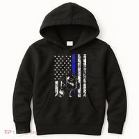 Blue Line Flag K9 Labrador Retriever Police Dog Kids Hoodie thumb 0