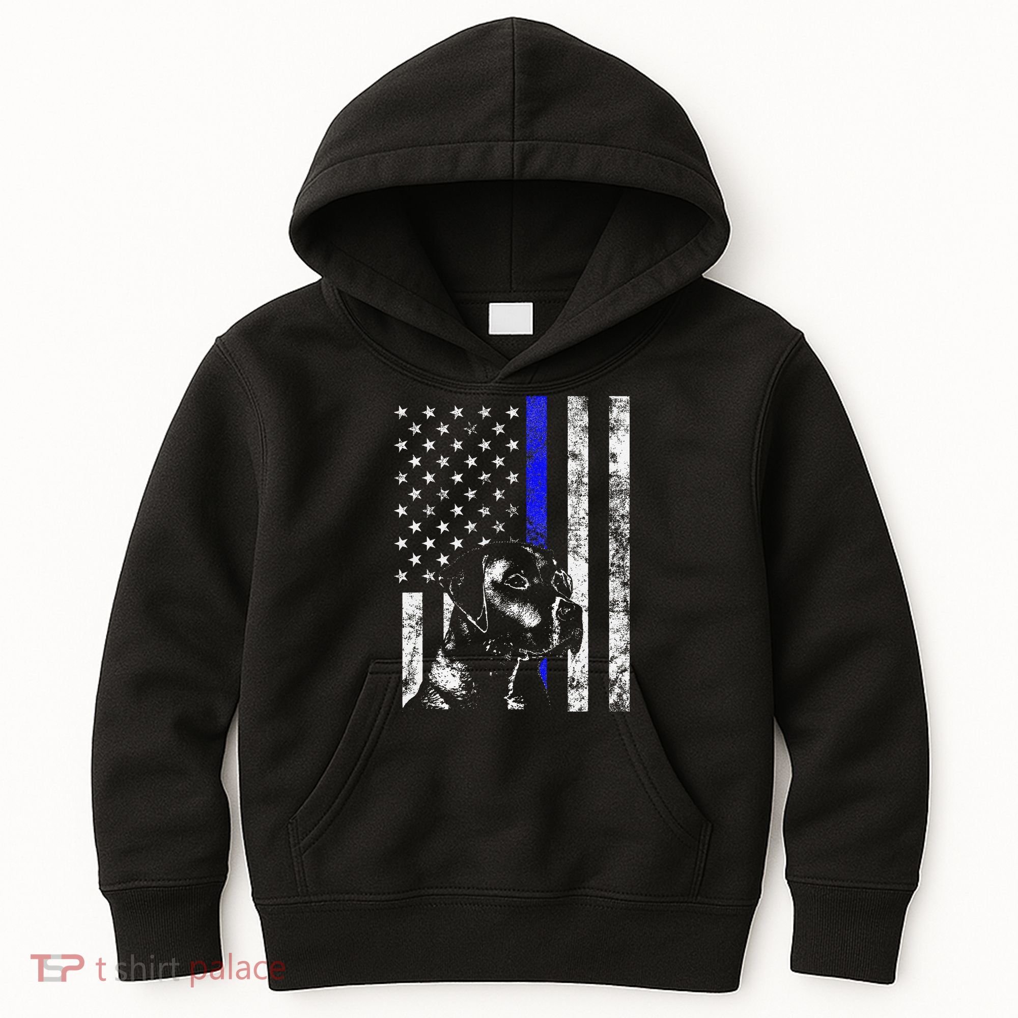 Blue Line Flag K9 Labrador Retriever Police Dog Kids Hoodie