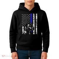 Blue Line Flag K9 Labrador Retriever Police Dog Kids Hoodie thumb 4